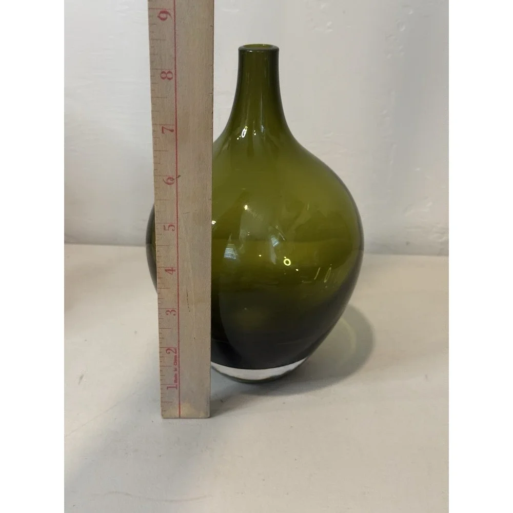 IKEA Salong Bottle Art Glass Vase Johanna Jelenek Olive Green ~8.5